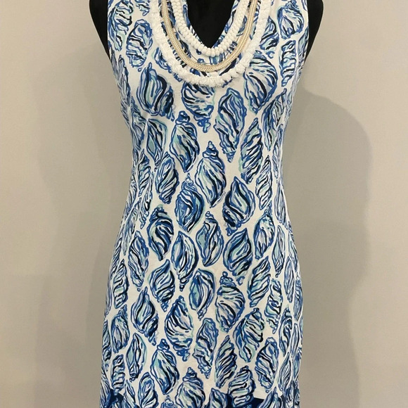Lilly Pulitzer Harper Shift Conch Shell Pattern tropical blue Dress size XS - Picture 3 of 9